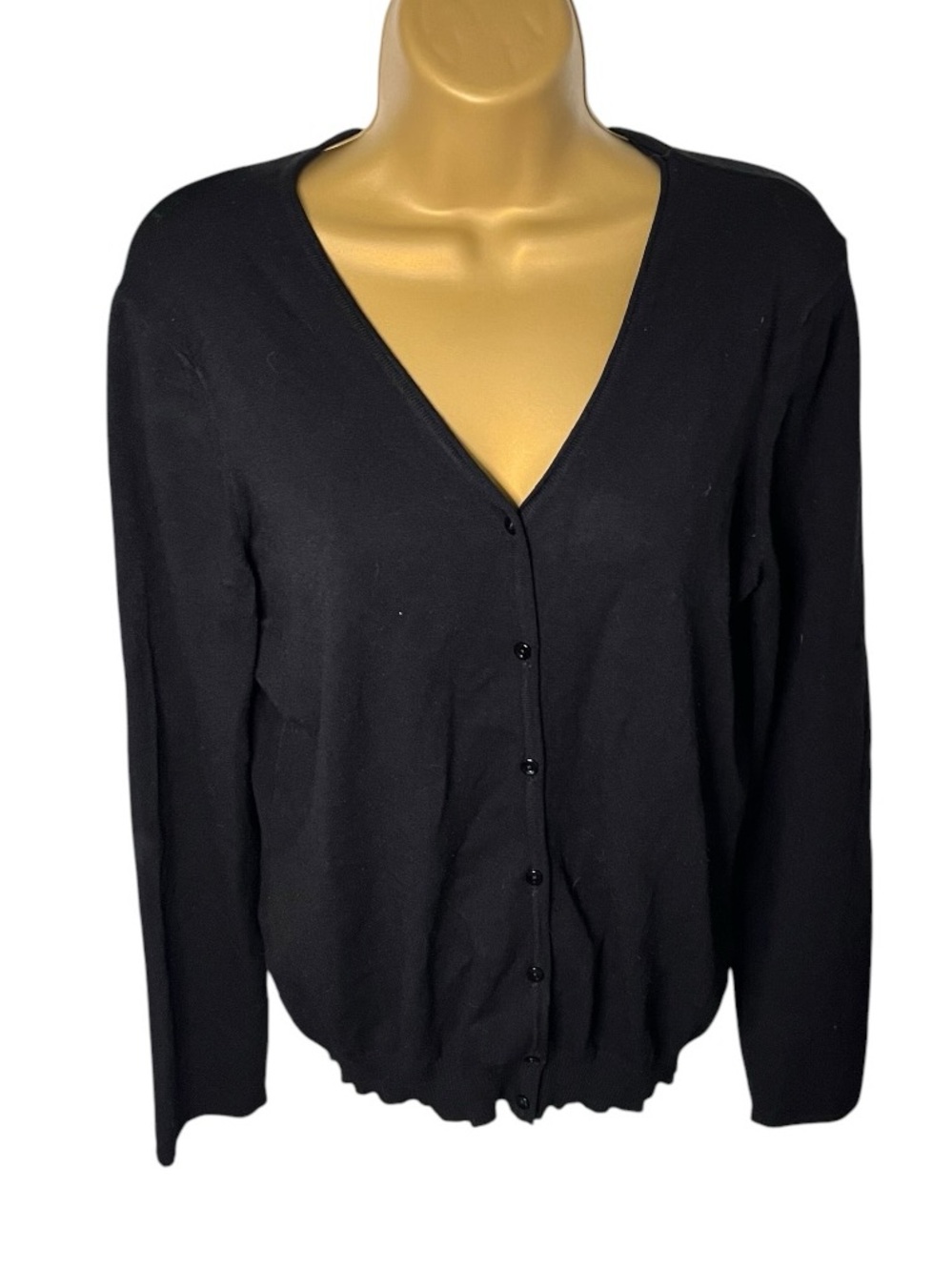 Vintage 90s Talbots Merino Wool Button Front Cardigan Black XL